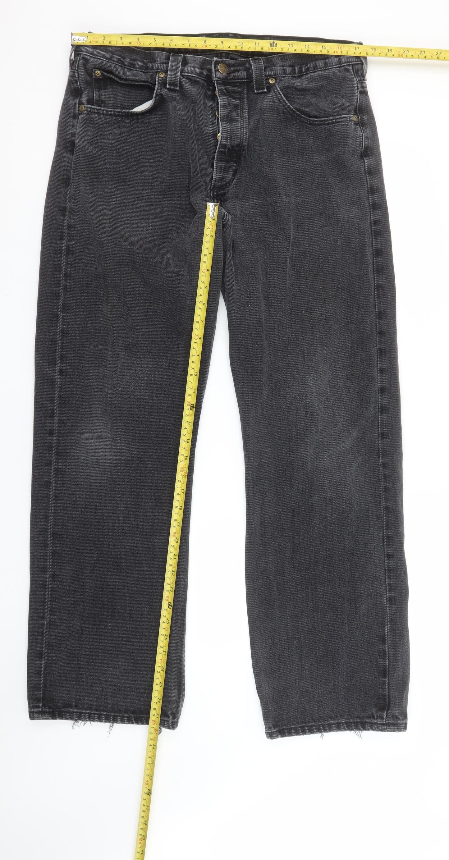 Lee Men's Black Straight Leg Regular Fit Denim Jeans W36 L32