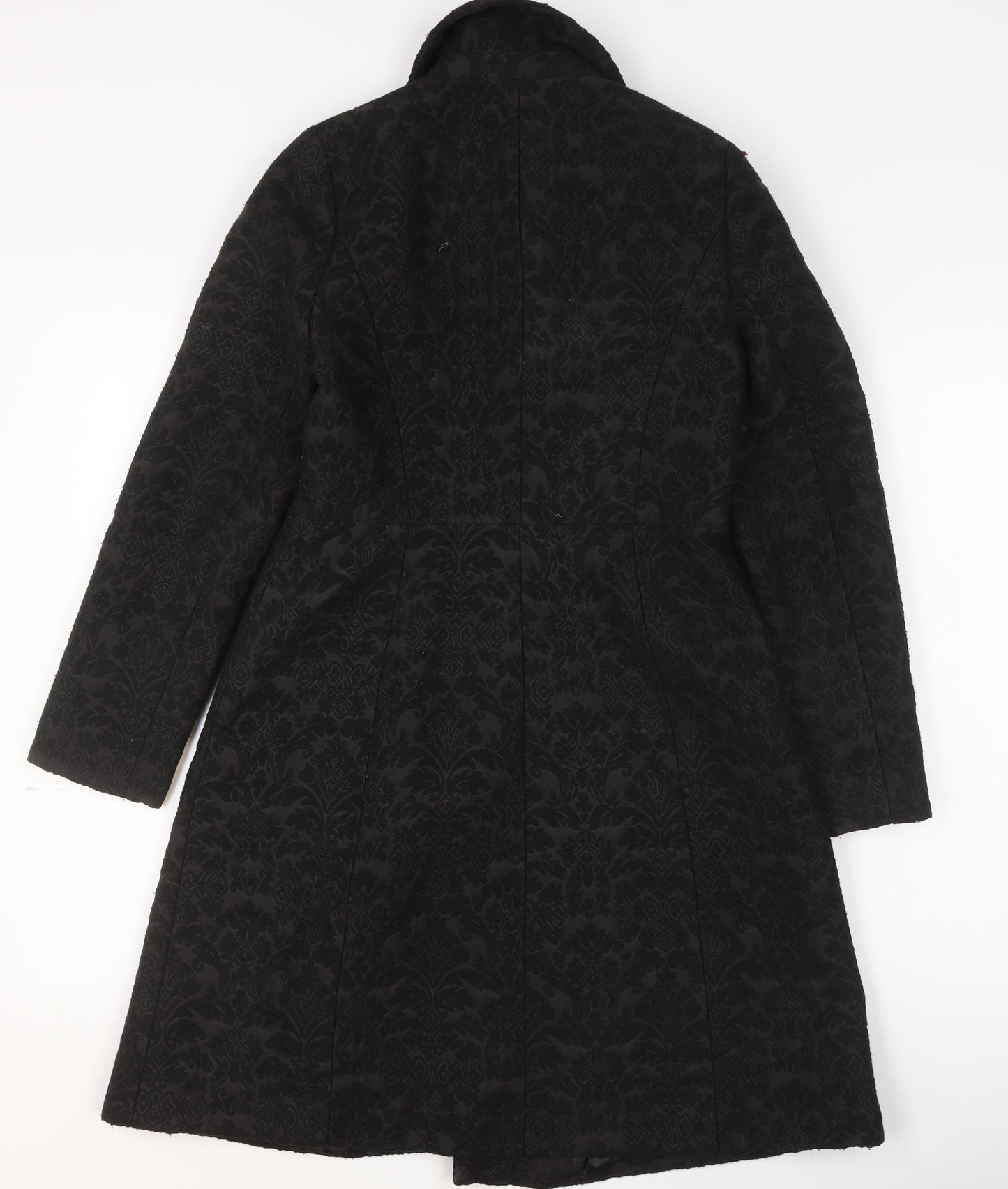 Principles Petite by Ben de Lisi Women's Black Floral Jacquard Long Coat Size 8