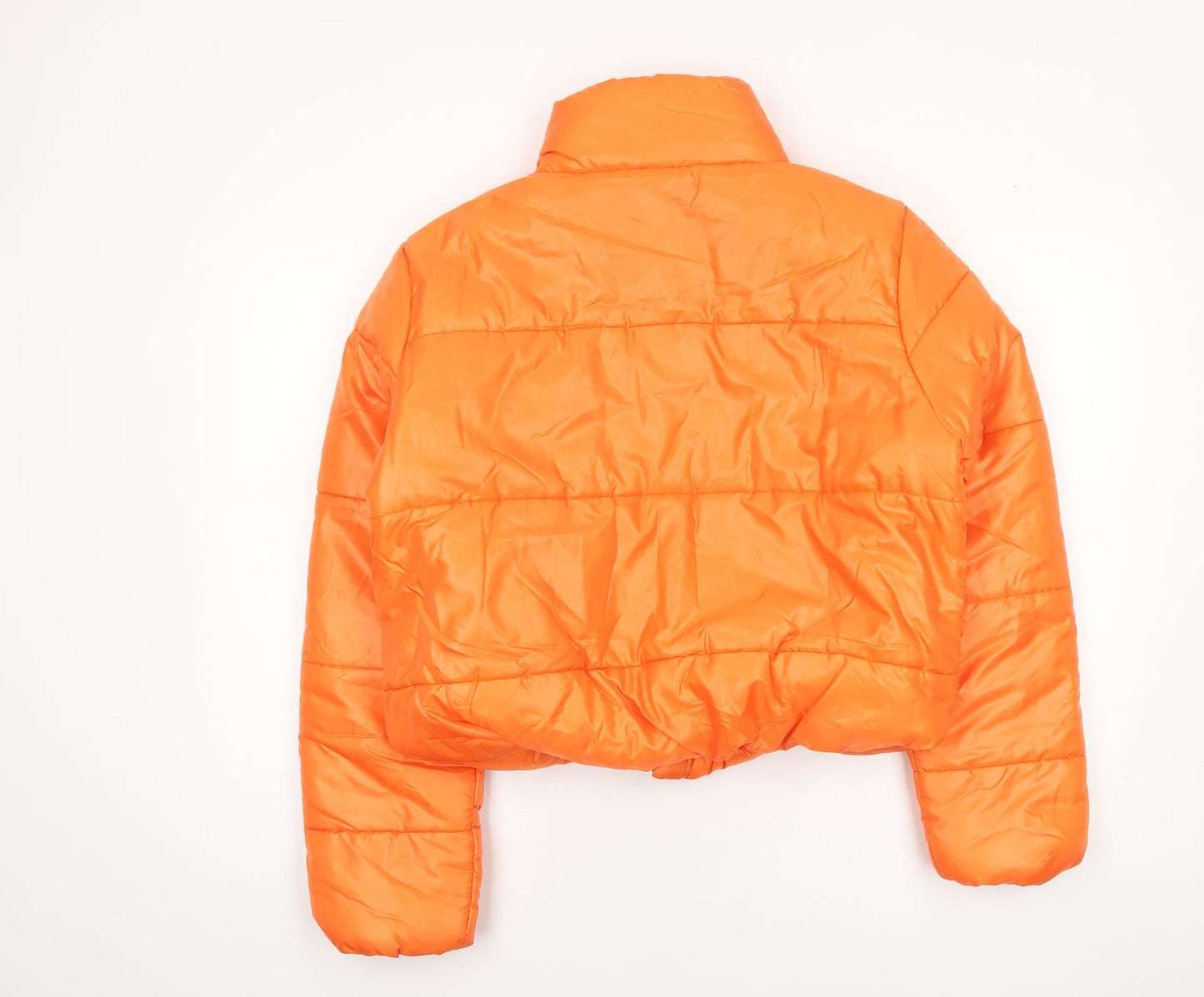 Rising Womens Orange Cropped Puffer Jacket Size L Winter Coat