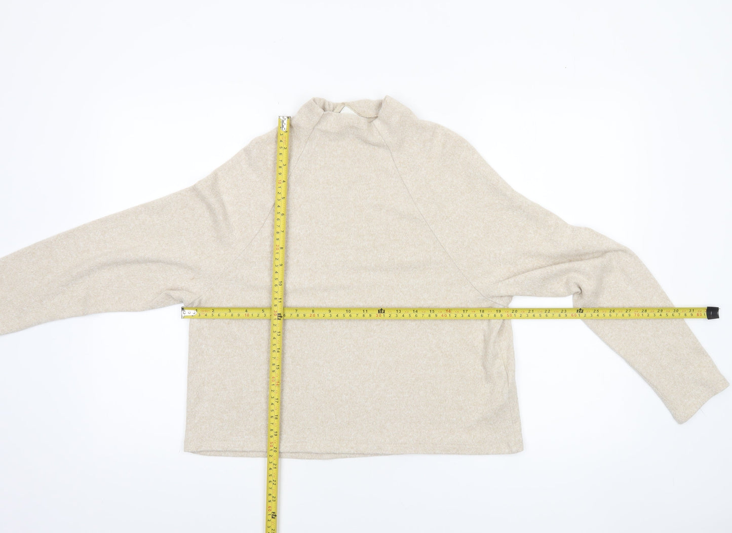 H&M Women’s Beige Mock Neck Knit Pullover Jumper XS