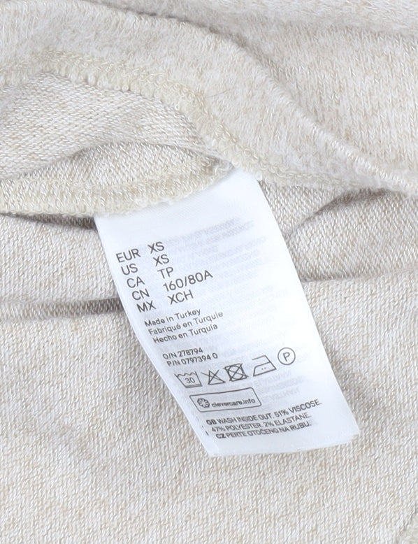 H&M Women’s Beige Mock Neck Knit Pullover Jumper XS