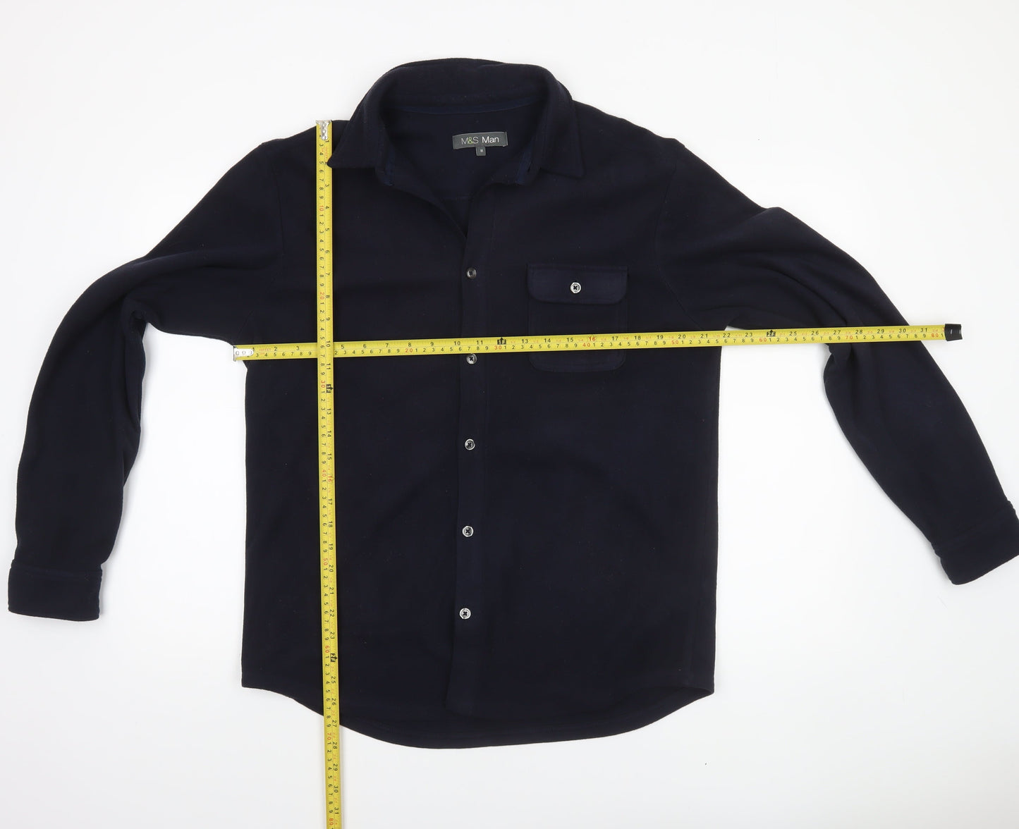 Marks and Spencer Men's Blue Fleece Button Jacket Size M