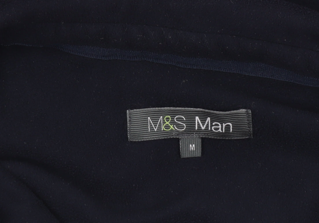 Marks and Spencer Men's Blue Fleece Button Jacket Size M
