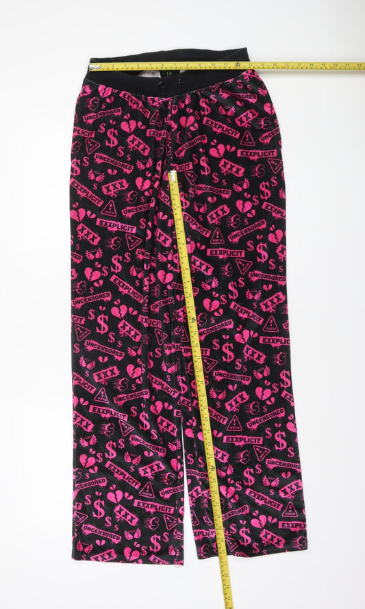 Club Exx Women’s Black Pink Graphic Velour Sweatpants M
