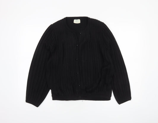 Volli Exclusive Women’s Black Wool Blend Rib Knit Long Sleeve Cardigan Size M