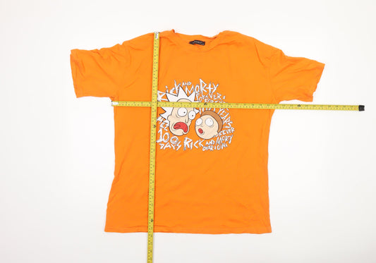 Destiny Mens Orange Rick and Morty Graphic Short Sleeve T-Shirt L