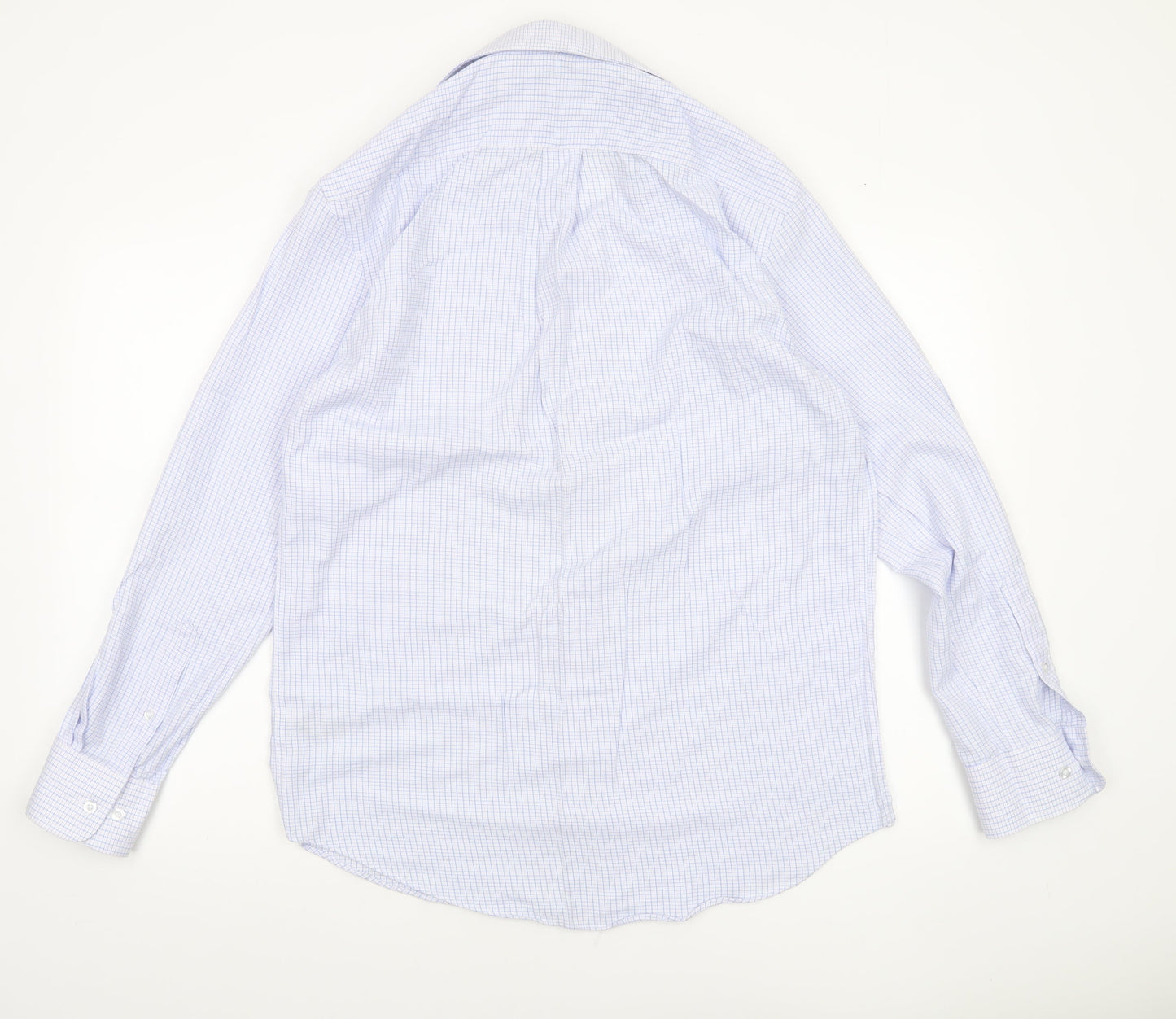 Dunnes Stores Men's Blue Check Regular Fit Long Sleeve Dress Shirt 15.5in 40cm