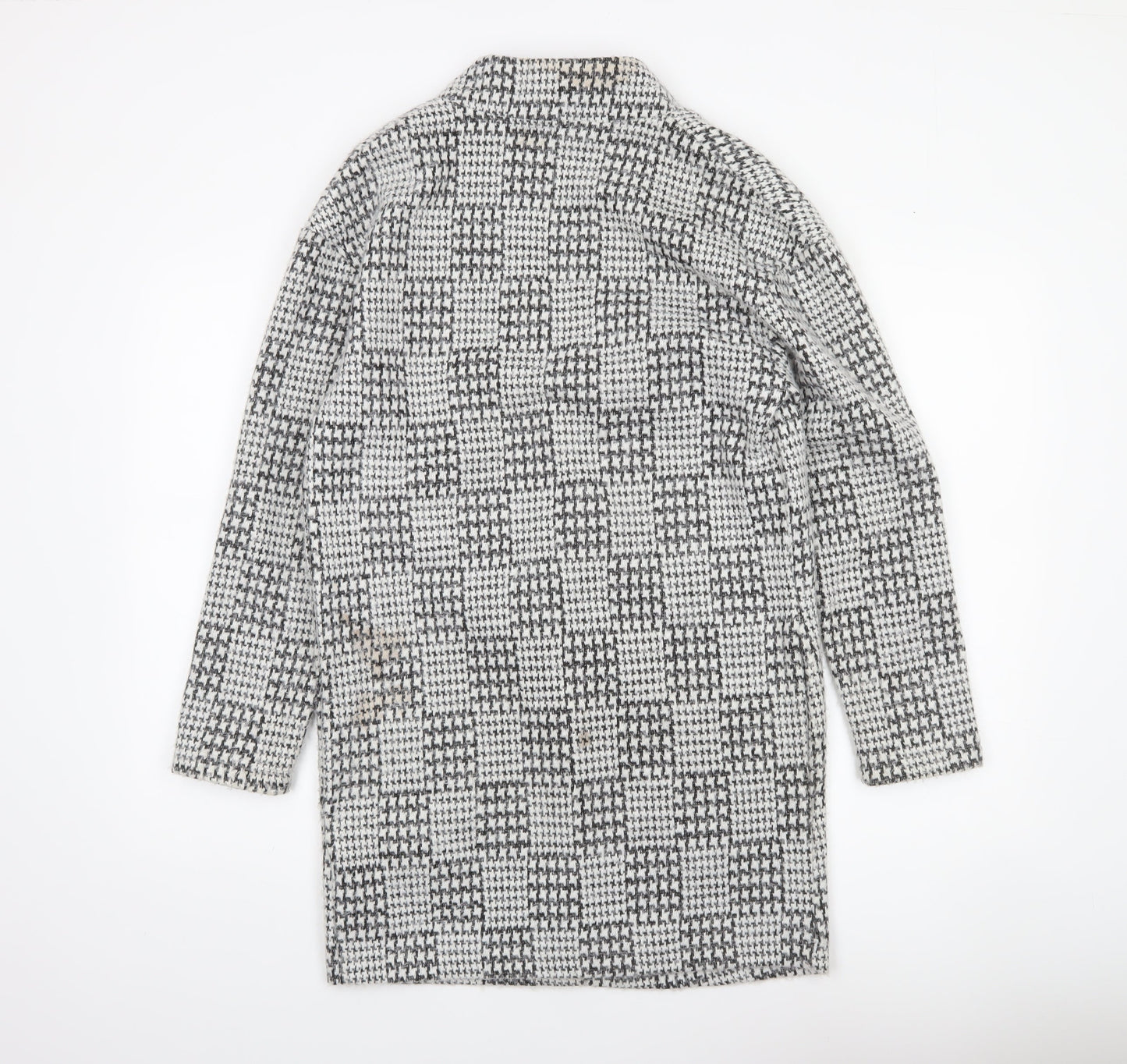 Marks and Spencer Women's Black Mix Wool Check Overcoat Size 8