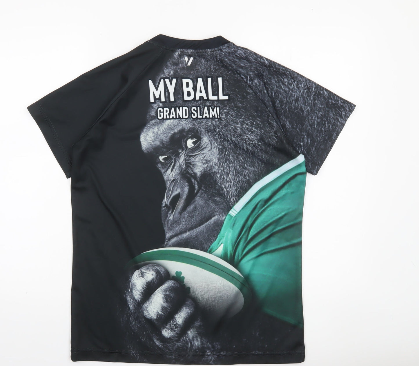 McKeever Boys Black Rugby Gorilla Graphic Short Sleeve Jersey T-Shirt 13 Years