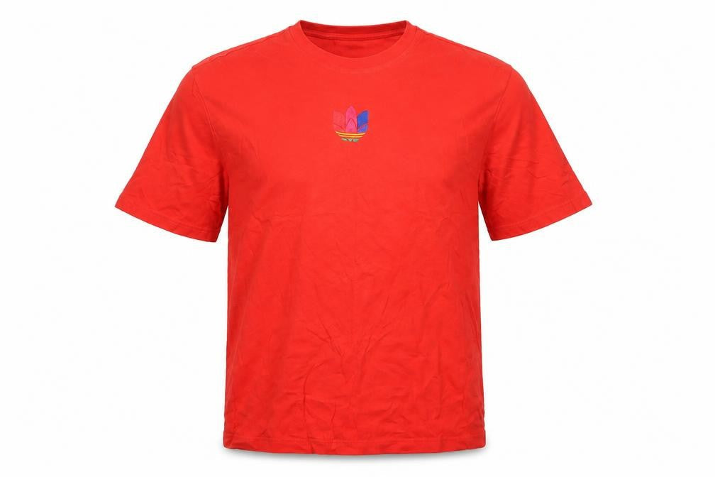 Front view of Adidas Men Red XL Crew Neck Cotton Embroidered Logo Sports T-Shirt