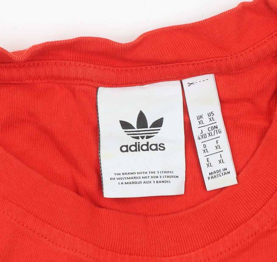 Mens UK Size XL adidas Red  Cotton T-Shirt