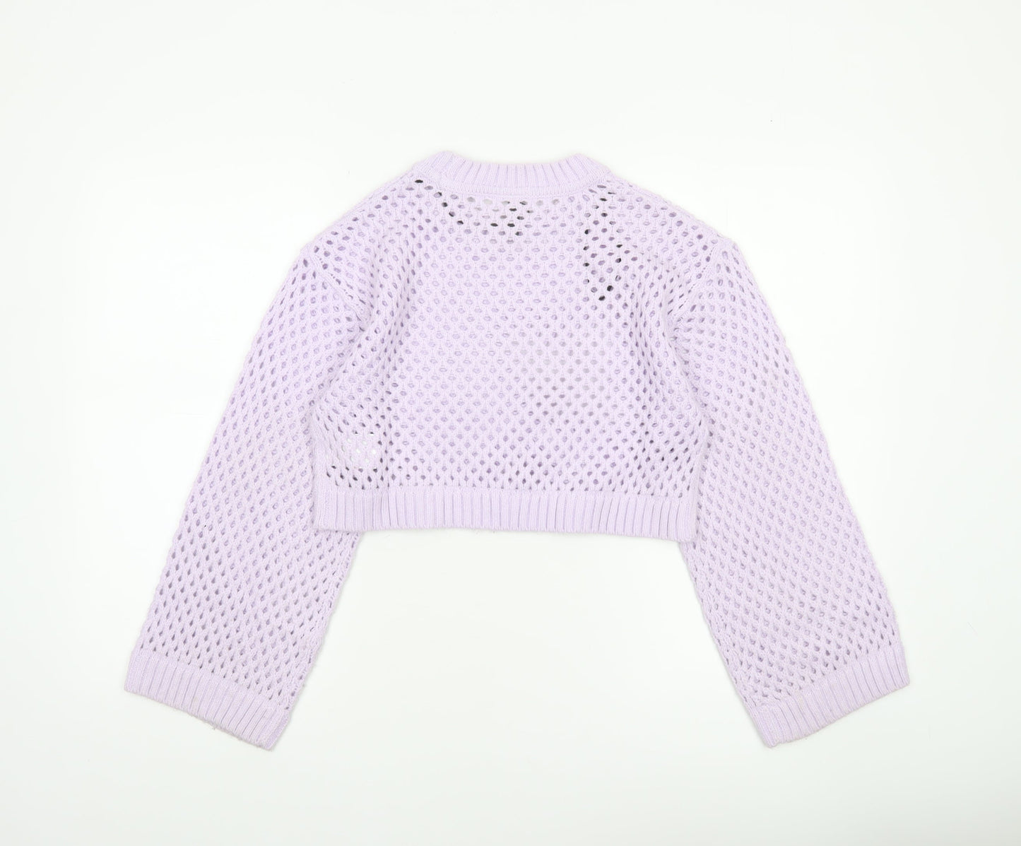 H&M Divided Women Purple Open-Knit Cropped Jumper 2XS