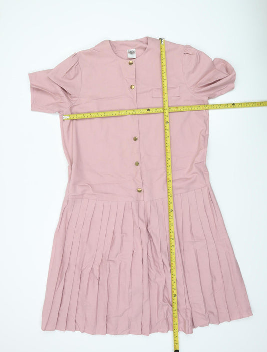 Classics & Co Women Pink Size 18 Pleated Button Shirt Dress