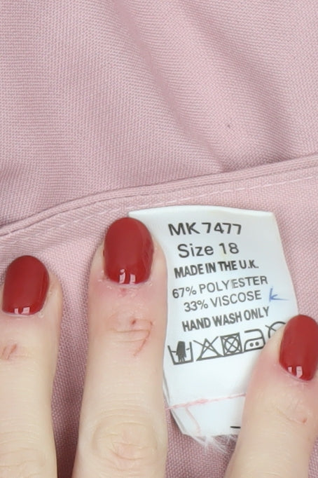 Classics & Co Women Pink Size 18 Pleated Button Shirt Dress