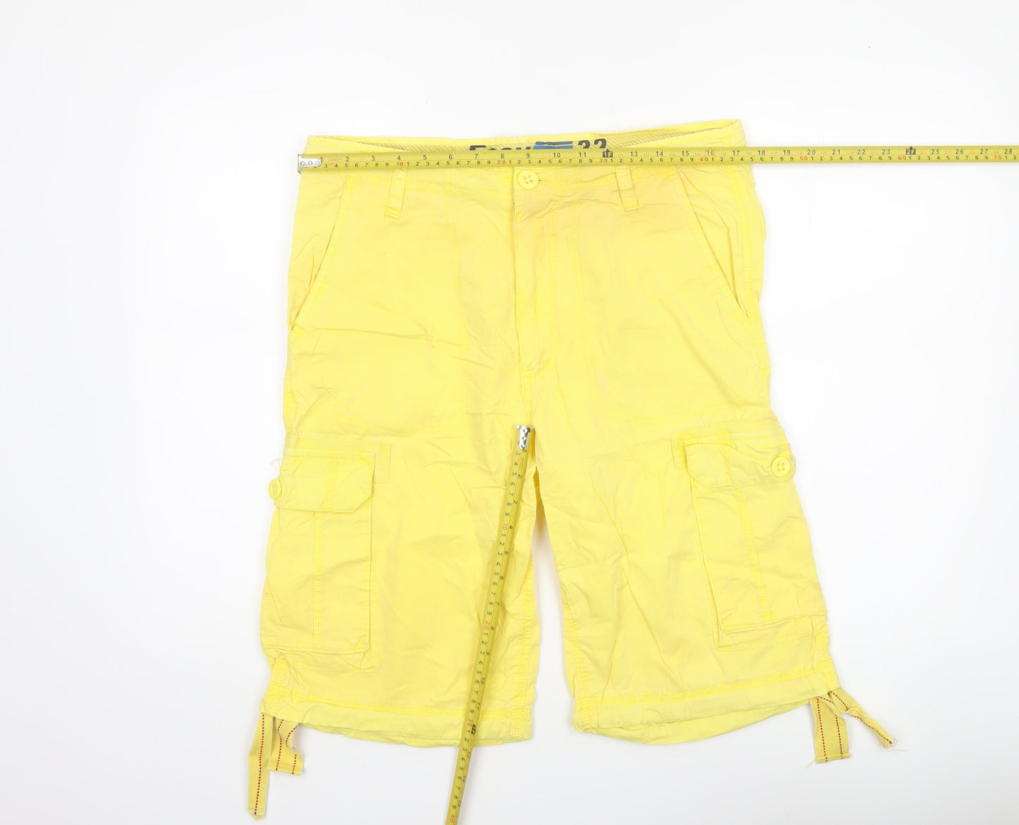 Easy Men’s Yellow Cotton Cargo Shorts Size 32 Waist