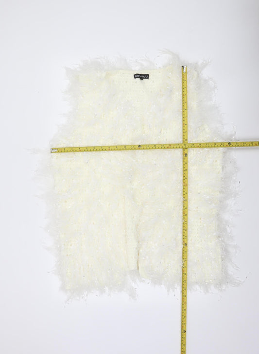 Select Women's Ivory Faux Fur Knit Waistcoat L Lightweight