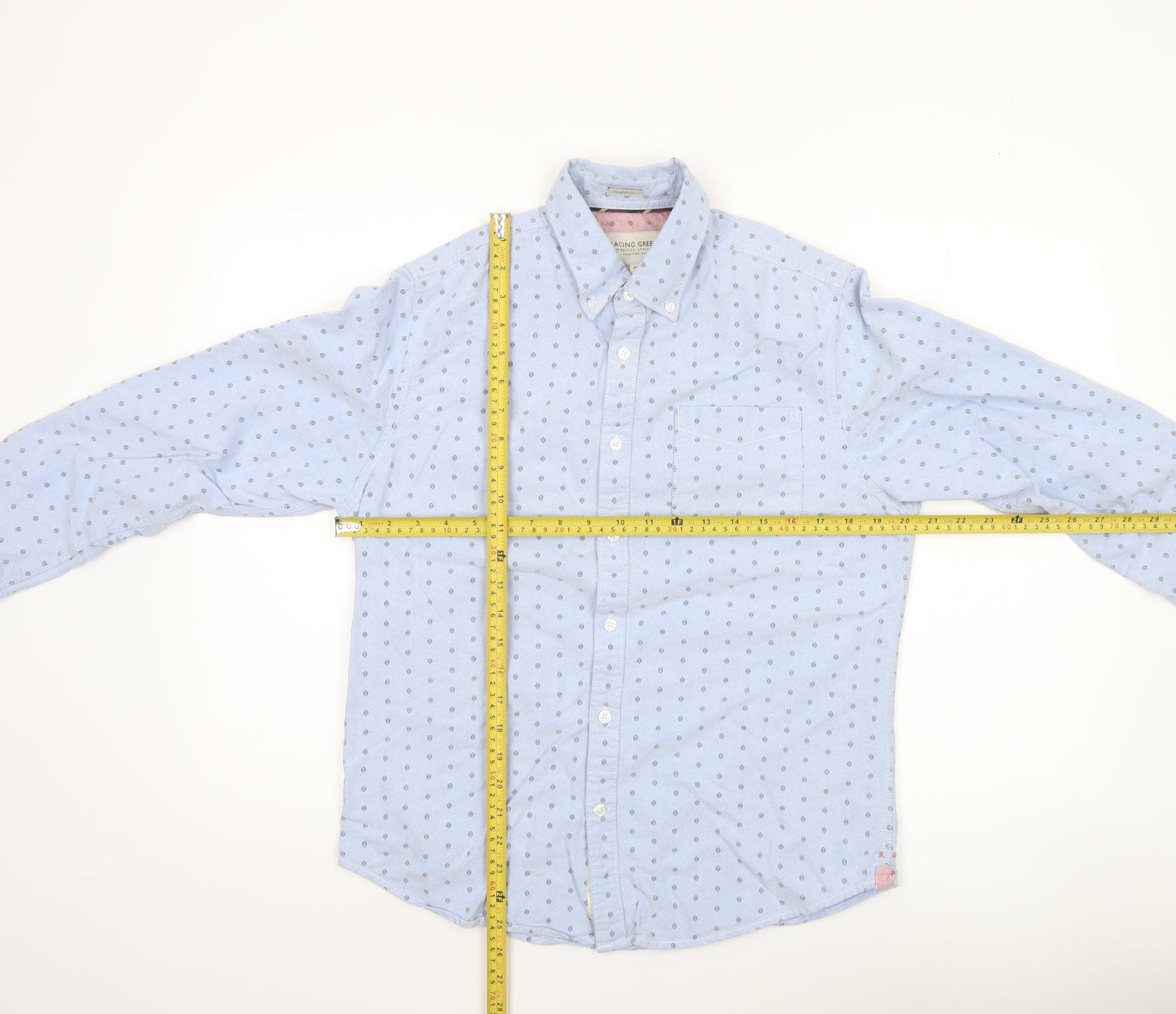 Racing Green Women's Blue Cotton Long Sleeve Button-Up Shirt Size M