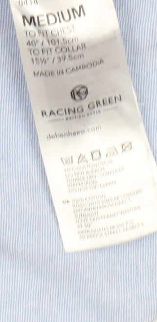 Racing Green Women's Blue Cotton Long Sleeve Button-Up Shirt Size M