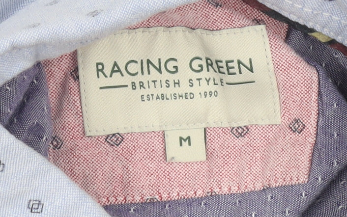 Racing Green Women's Blue Cotton Long Sleeve Button-Up Shirt Size M