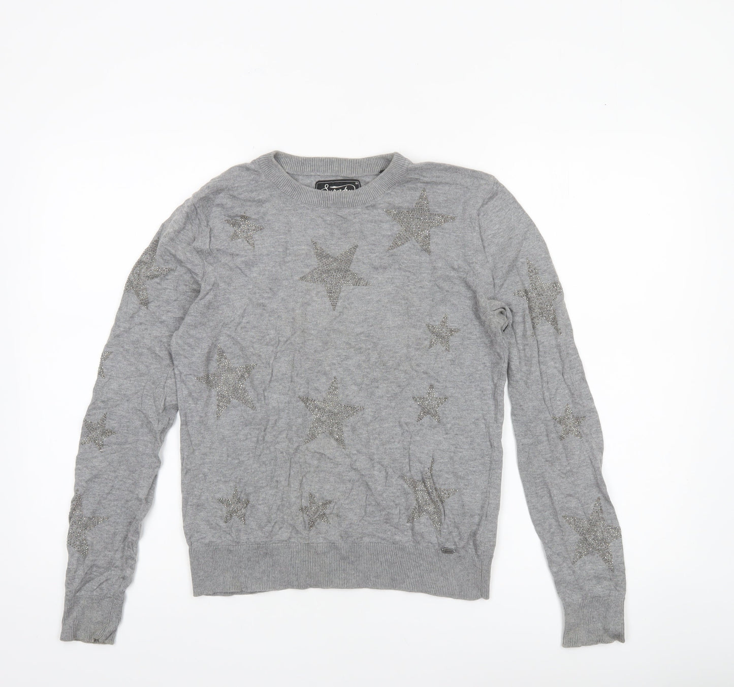 Womens UK XS Regular Superdry Grey Pullover Tight-Knit