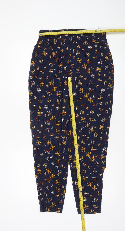 Mystify Women's Blue Geometric Print Jogger Trousers Size 10