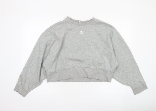 Womens UK 10 Relaxed adidas Grey Pullover Sweatshirt