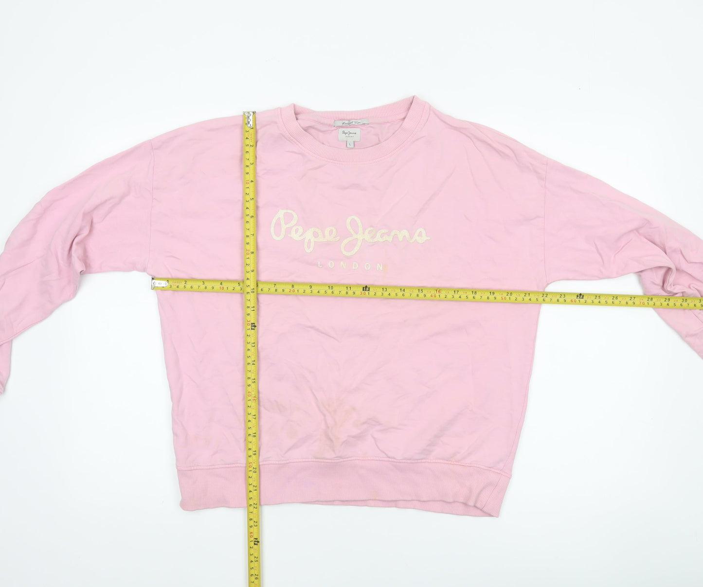 Pepe Jeans London Women's Pink Cotton Pullover Sweatshirt L