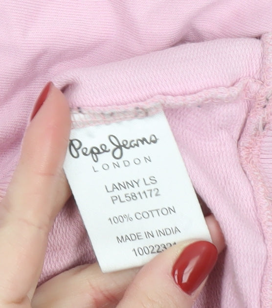 Pepe Jeans London Women's Pink Cotton Pullover Sweatshirt L
