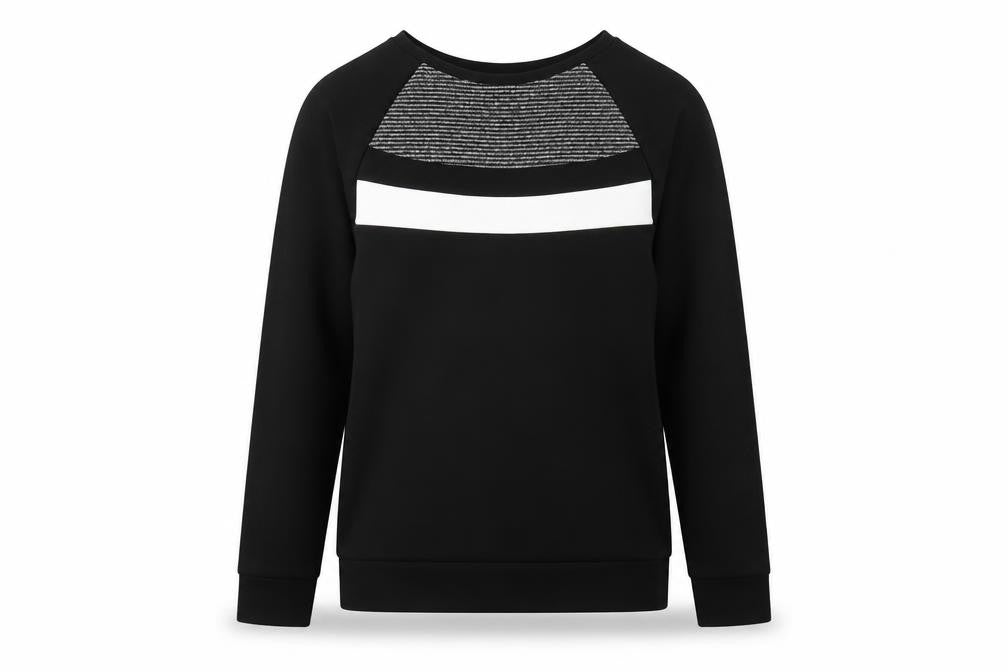 Papaya Woman Black & White Stripe Panel Sweatshirt Size 8
