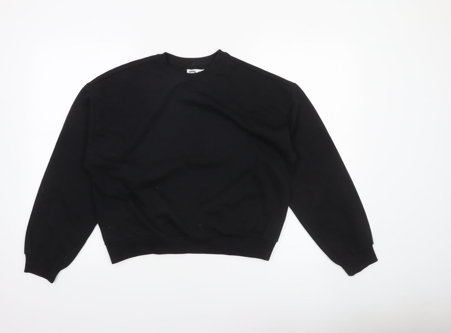 Sinsay Girls Black Pullover Sweatshirt 158cm Crew Neck Long Sleeve