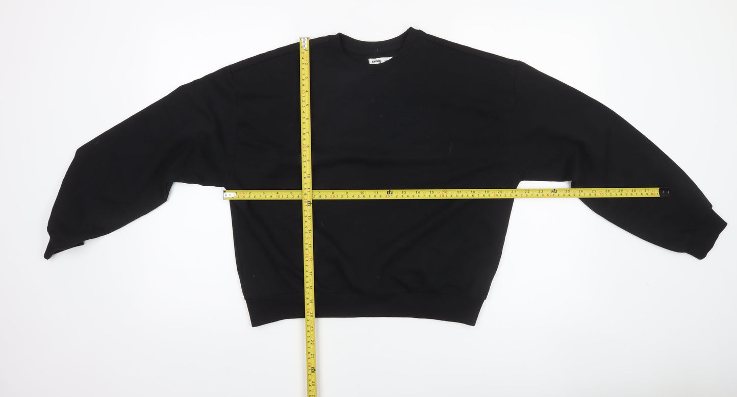 Sinsay Girls Black Pullover Sweatshirt 158cm Crew Neck Long Sleeve