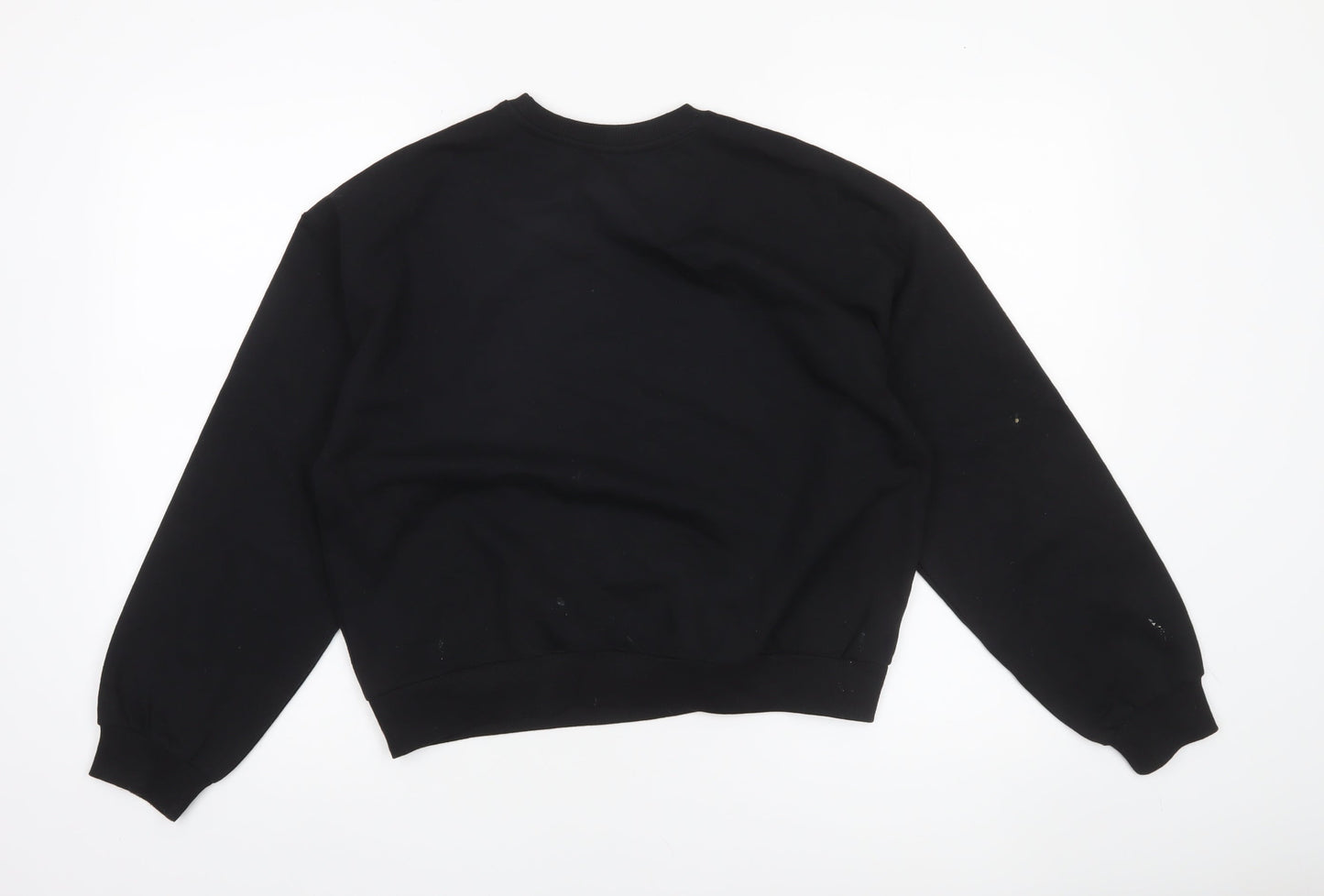 Sinsay Girls Black Pullover Sweatshirt 158cm Crew Neck Long Sleeve