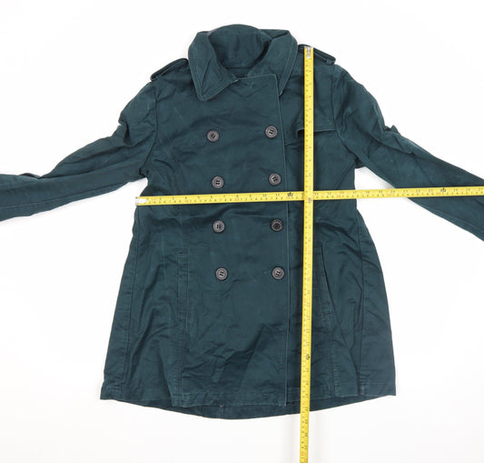 Womens UK Size 10 Regular FatFace Green Cotton Coat