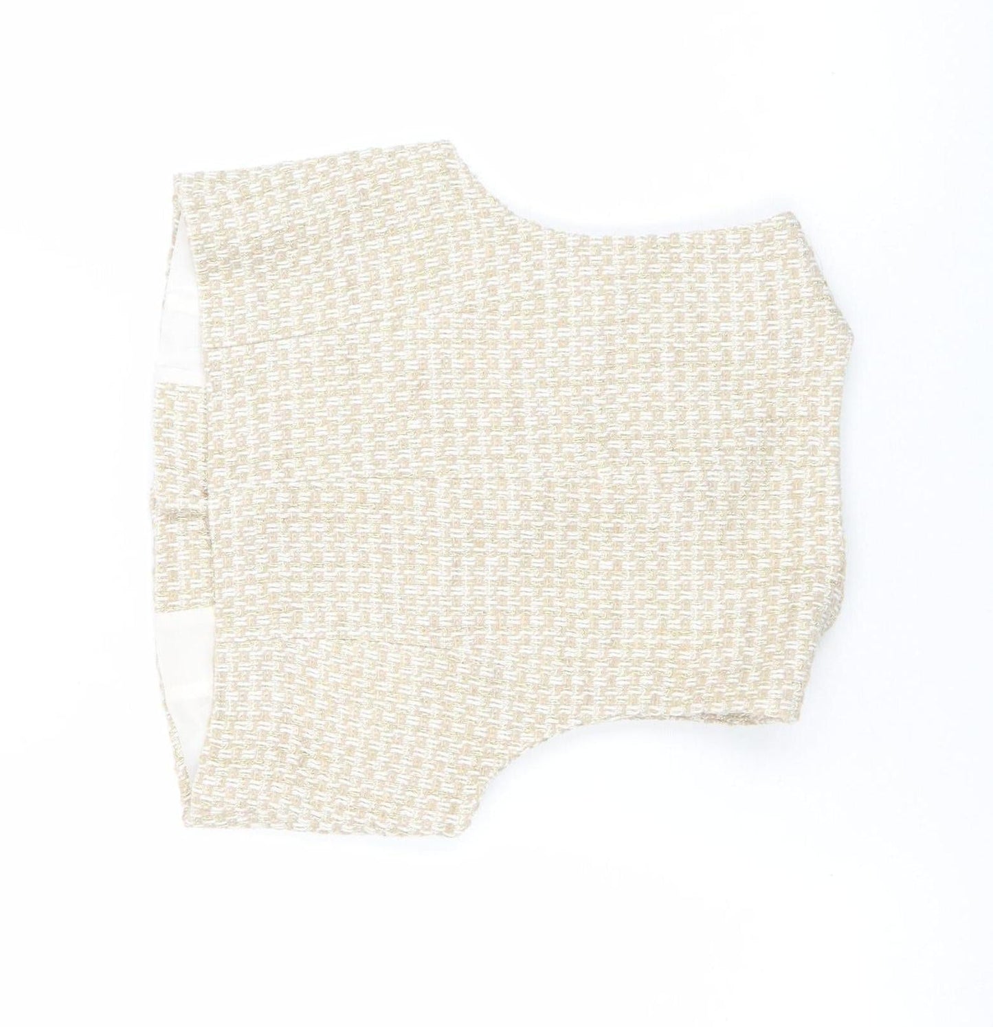 Zara Women Beige Tweed Waistcoat XS Sleeveless Buttoned Vest