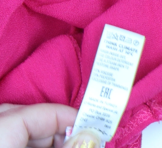 Marks and Spencer Women Pink Viscose Tunic Blouse M