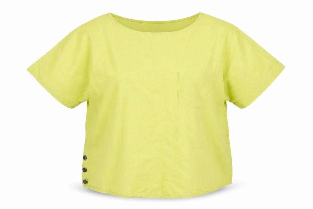 Farhi by Nicole Farhi Women's Green Linen Short Sleeve Blouse Size XL