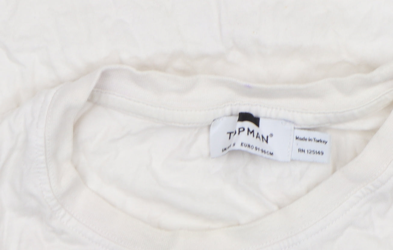 Topman Men's White Sleeveless Tropical Print T-Shirt Size S