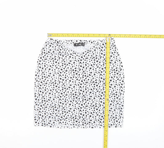 Missguided Women’s White Animal Print Stretch Pencil Skirt Size 8