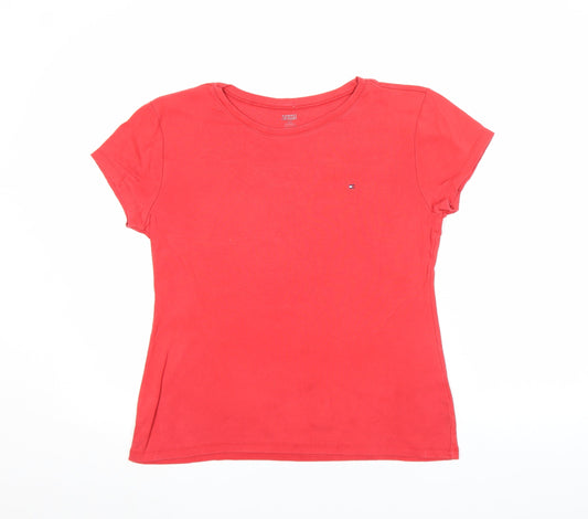 Womens UK Size S Tommy Hilfiger Red Cotton Blend T-Shirt