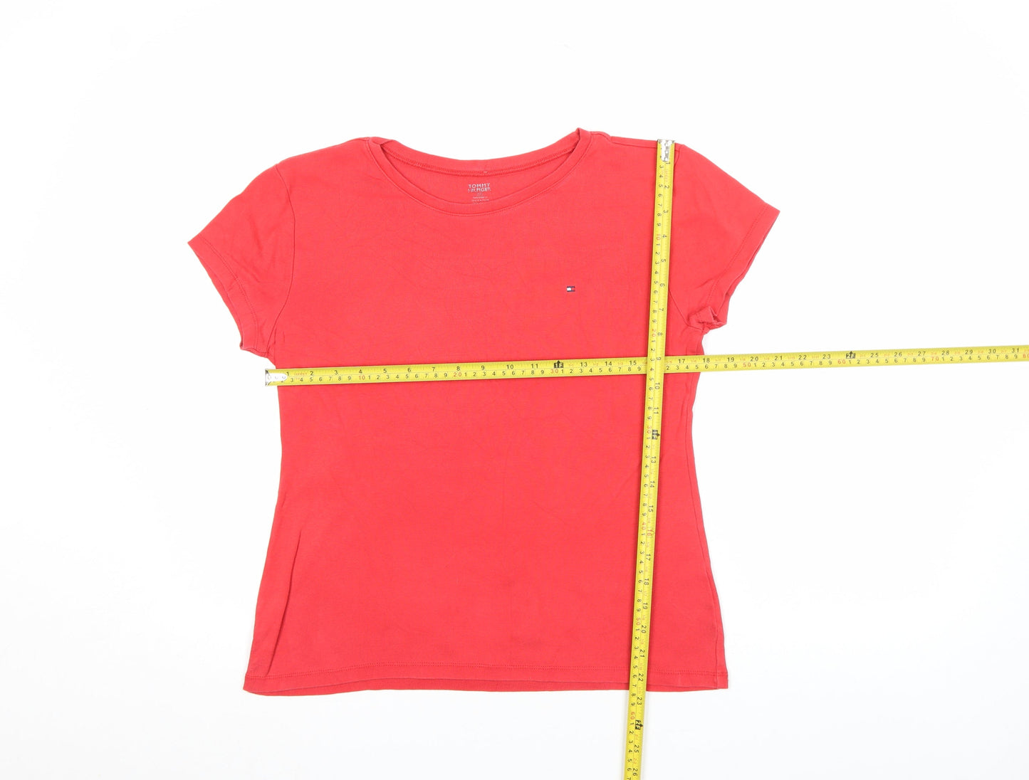 Womens UK Size S Tommy Hilfiger Red Cotton Blend T-Shirt