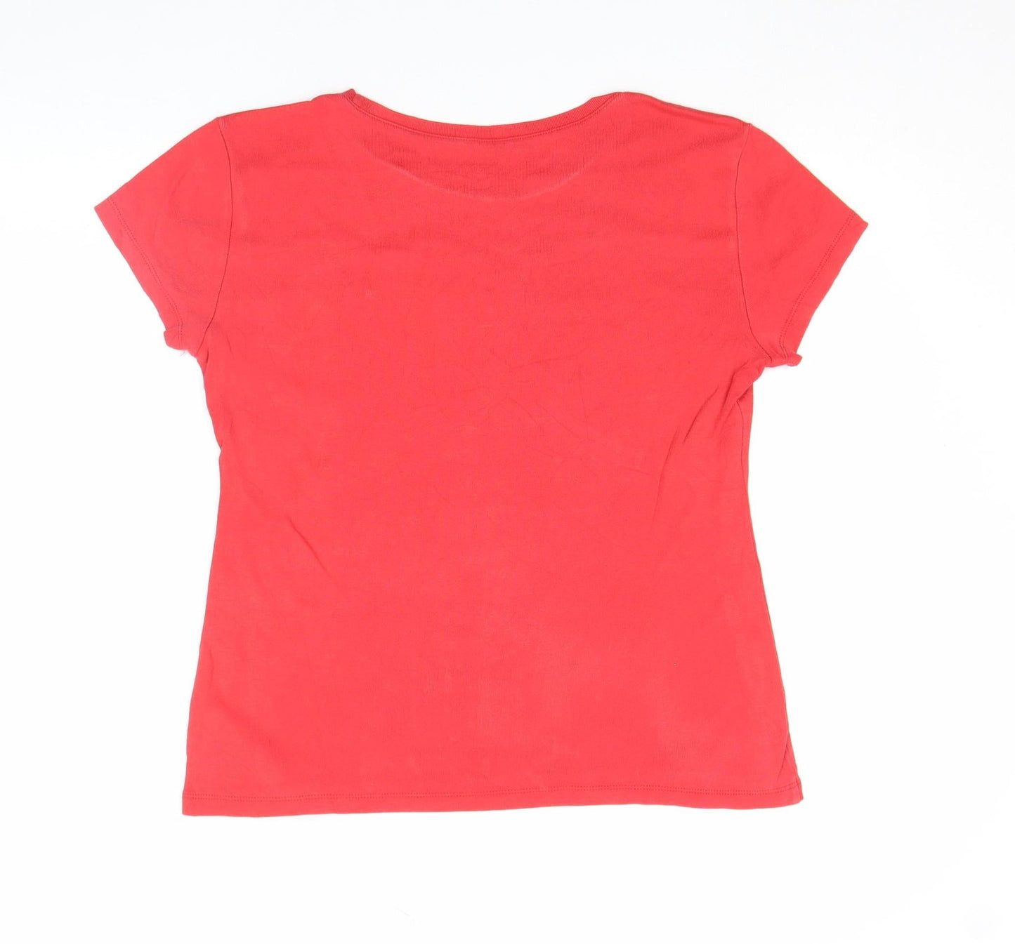 Womens UK Size S Tommy Hilfiger Red Cotton Blend T-Shirt