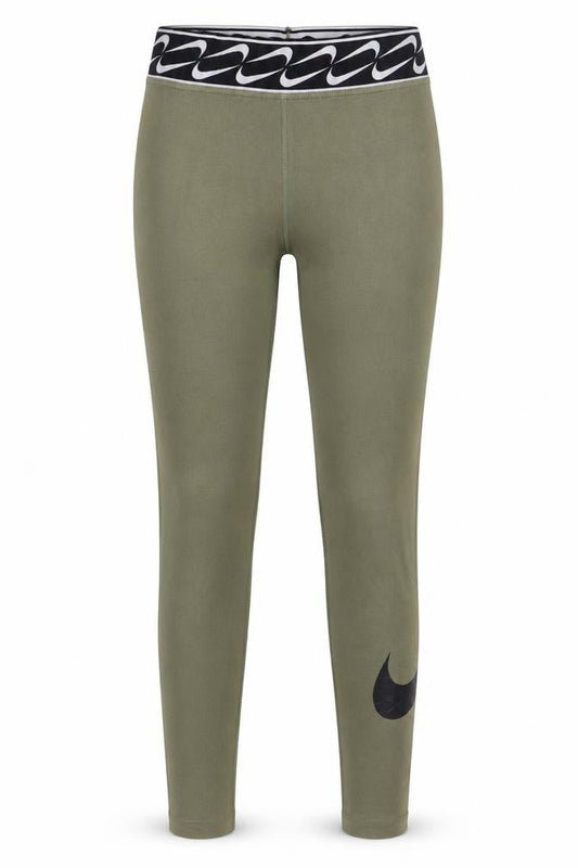 Nike Women Green Small Leggings Elastic Waist Slim Fit Activewear