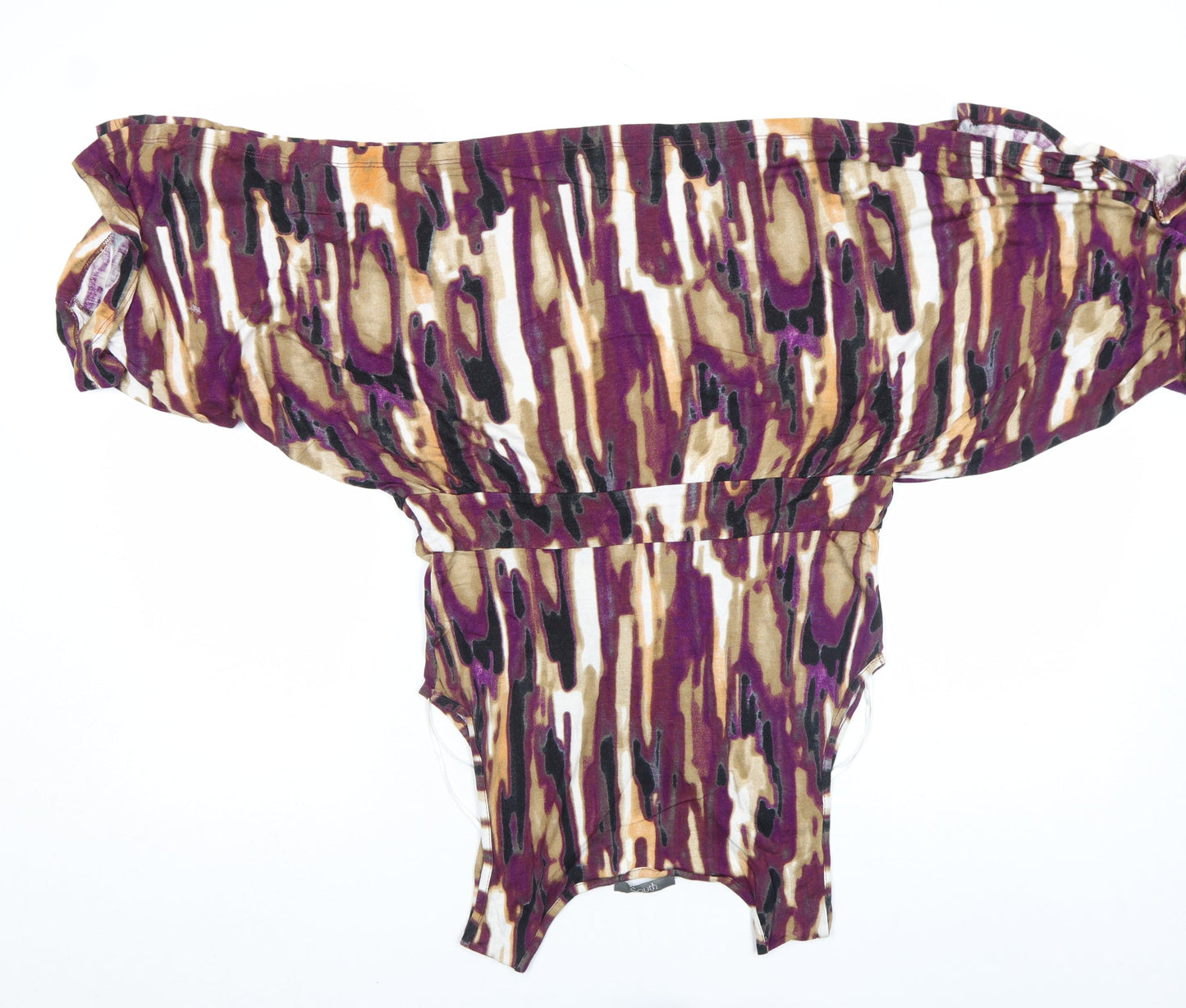 South Womens Purple Beige Abstract Sleeveless Wrap Tunic Top Size 12