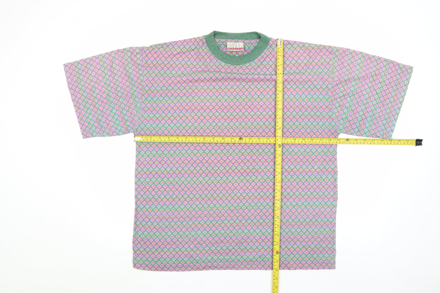 River Mountain Men's Multicoloured Geometric Retro T-Shirt L