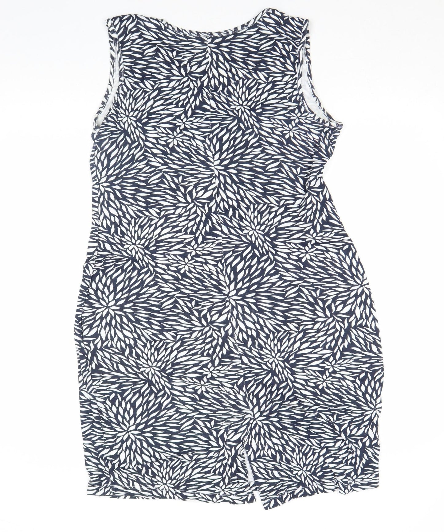 bpc Selection Women's Blue Floral Cotton Knee Length Sleeveless V-Neck Tank Dress Size 14