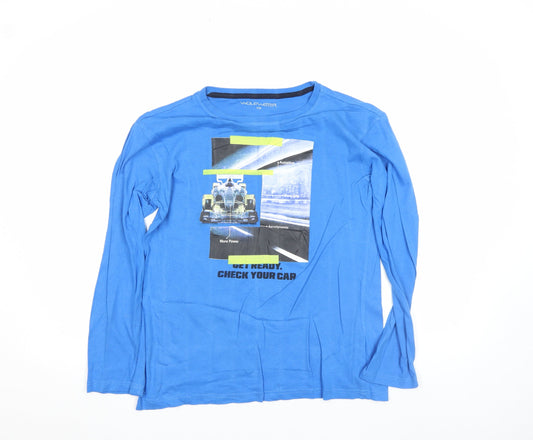 Wolfwear Boys Blue Long Sleeve Graphic Car T-Shirt Size 158 Cotton