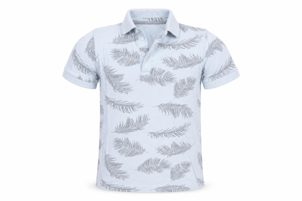 Next Boys Blue Feather Print Cotton Polo Shirt 10 Years