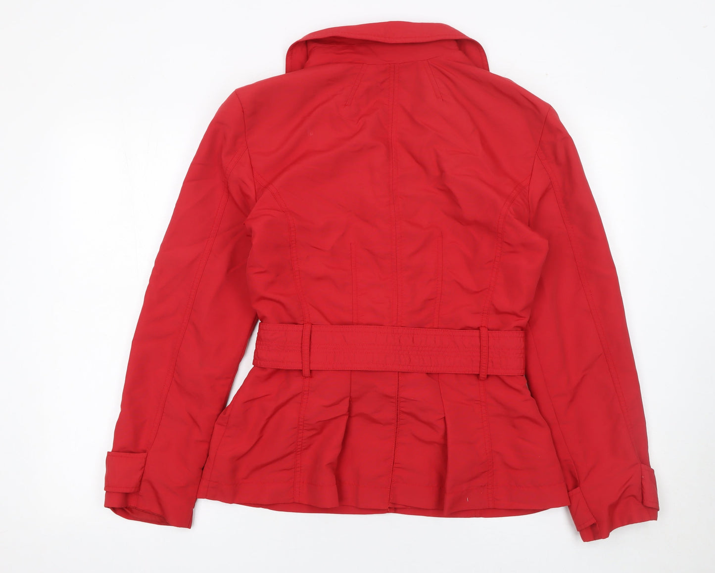 St. Bernard Women Red Belted Trench Jacket Size 12