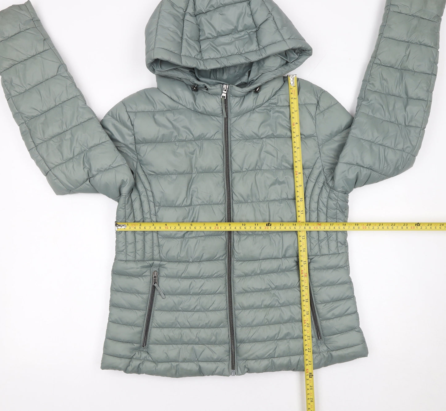 Primark Cares Women’s Grey Puffer Jacket Hooded Quilted Size 12/14