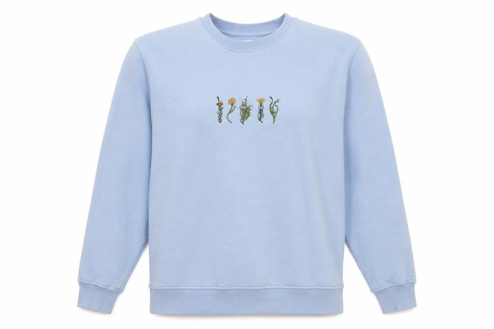 Topman Men's Blue Embroidered Flower Sweatshirt Size M